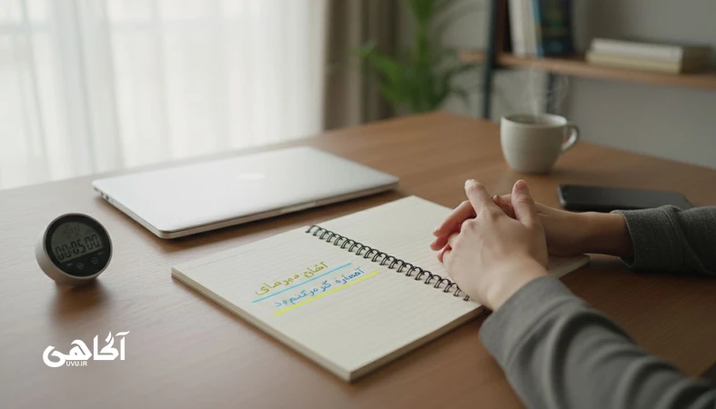 تصویر مفهومی از تحلیل بیش‌ازحد و بازگشت وضوح تصمیم با درنگ کوتاه در فضای کاری ایرانی، مناسب مجله آگاهی