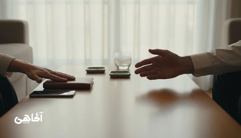 تصویر مفهومی از عبور نامرئی از حریم روانی و مرزبندی آرام در یک فضای واقعی؛ مناسب مقاله مجله آگاهی درباره حریم روانی